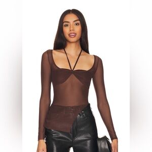 Revolve -  SHANIA TOP - Brown Sheer Women's Top